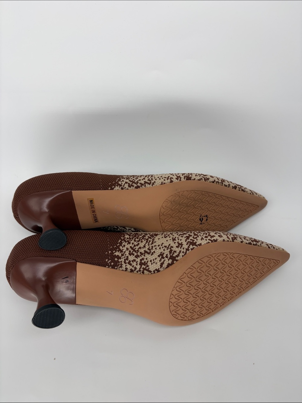Cosy Island Brown and Cream Pointed Toe Kitten Heel Knit Pumps - Sz 7 NWOB - Picture 6 of 9